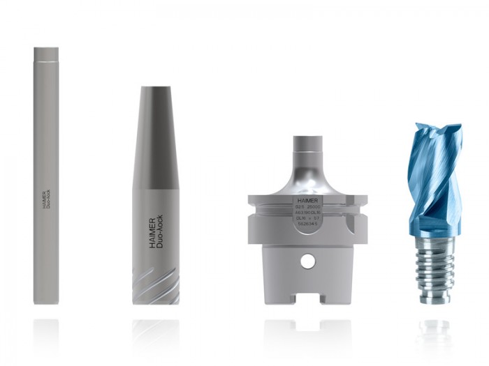 The Duo-Lock™ system opens up a performance range with an axial feed of 1,5xD and thus a significantly extended application area compared to other existing modular milling systems.Photo by HAIMER GmbH