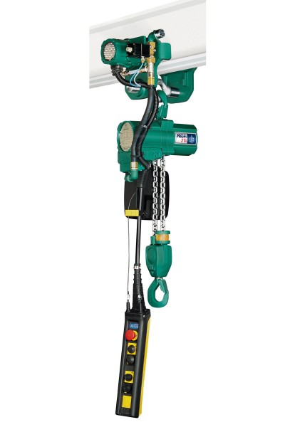 Typical J D Neuhaus Profi 2 TI air operated hoist, shown in motorised trolley, suitable for tank cleaning operationPhoto by J.D. NEUHAUS GmbH & Co. KG