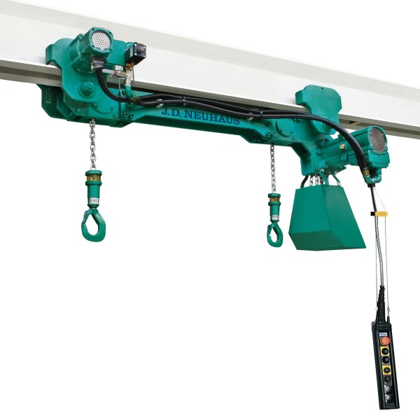 A specialised big-bag air operated hoist, available from J D Neuhaus for handling single or twin bag loads of 1100 or 2200kg, together with a wide variety of bulky or unusual loads.Photo by J.D. NEUHAUS GmbH & Co. KG