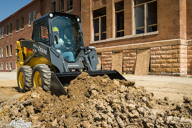 New Grading-Heel Buckets and the new Small-Frame G-Series skid steers and compact track loader are ideal for customers performing final grading applications.Photo by John Deere International GmbH