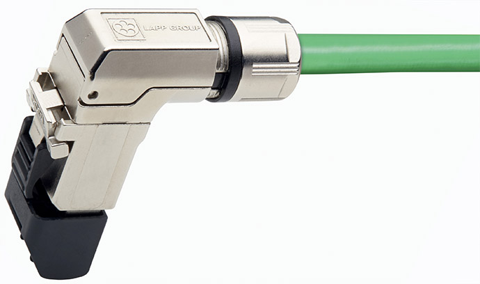 The angled connector EPIC® DATA 90 RJ45 is ideal for cramped spaces