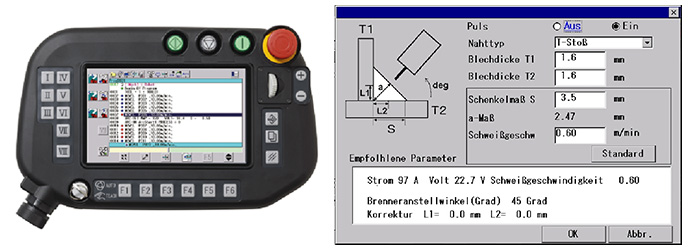 Panasonic teach pendant with graphic representation of TAWERS „Weld Navigation“