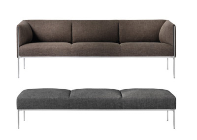The combination of supporting structure and cubes constitutes an extremely stylish, but still stable design for up to three-seater sofas and benchesPhoto by Wilkhahn 