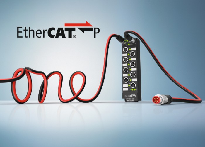 The one cable solution for the field level – EtherCAT P integrates EtherCAT communication, as well as the system and peripheral voltage, in one cable.Photo by Beckhoff Automation GmbH
