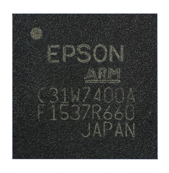 S1C31W74 32-bit Flash microcontroller top (VFBGA8HX-181 packaged chip)Photo by EPSON EUROPE ELECTRONICS GmbH