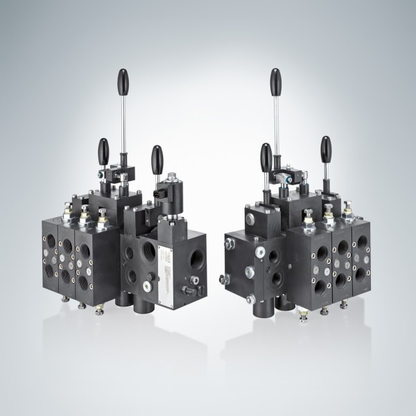 The valve block with integrated check valves from HAWE Hydraulik enables dynamic working and safe transportation of tree trunks.Photo by HAWE Hydraulik SE