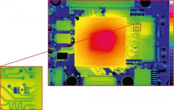 Thermographic image of an electronics board