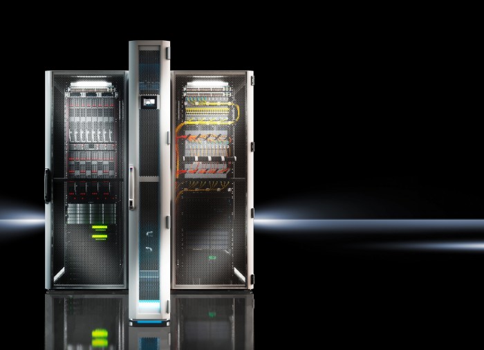 The LCP DX split system can be deployed for in-rack and in-row cooling. In some scenarios, it may be more cost-efficient to cool individual racks rather than an entire room. Consequently, the LCP DX was specially developed to cool small IT environments. It routes air – chilled to just the right temperature – directly to the IT equipment.Photo by RITTAL GmbH