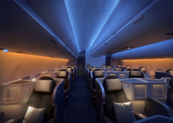 Scandinavian Airlines has been using the SCHOTT HelioJet® SpectrumCC Cabin lighting solution in its A330 and A340 aircraft since 2015. Special lighting effects can be achieved that give passengers a unique, pleasant feeling above the clouds.Photo by SCHOTT AG