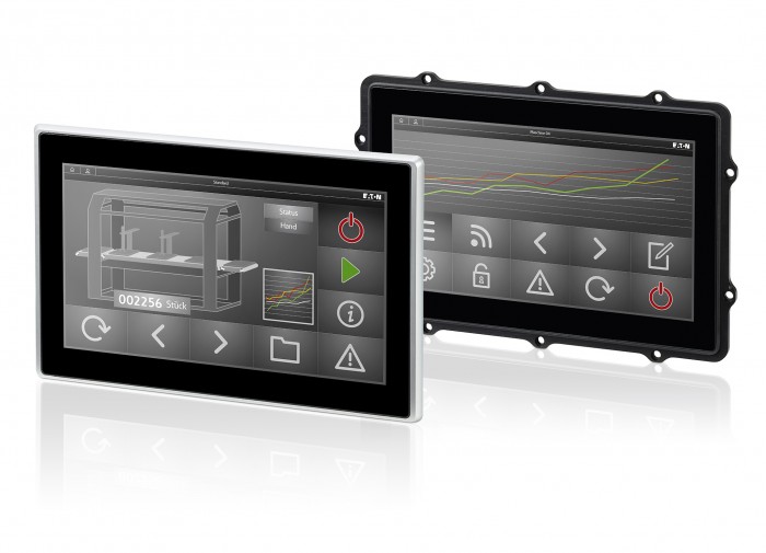 The HMI/PLCs of the XV300 series, equipped with high resolution capacitive multi-touch displays as well as powerful embedded technology, are suitable for machine building applications in virtually all industrial sectors. Photo by Eaton Corporation